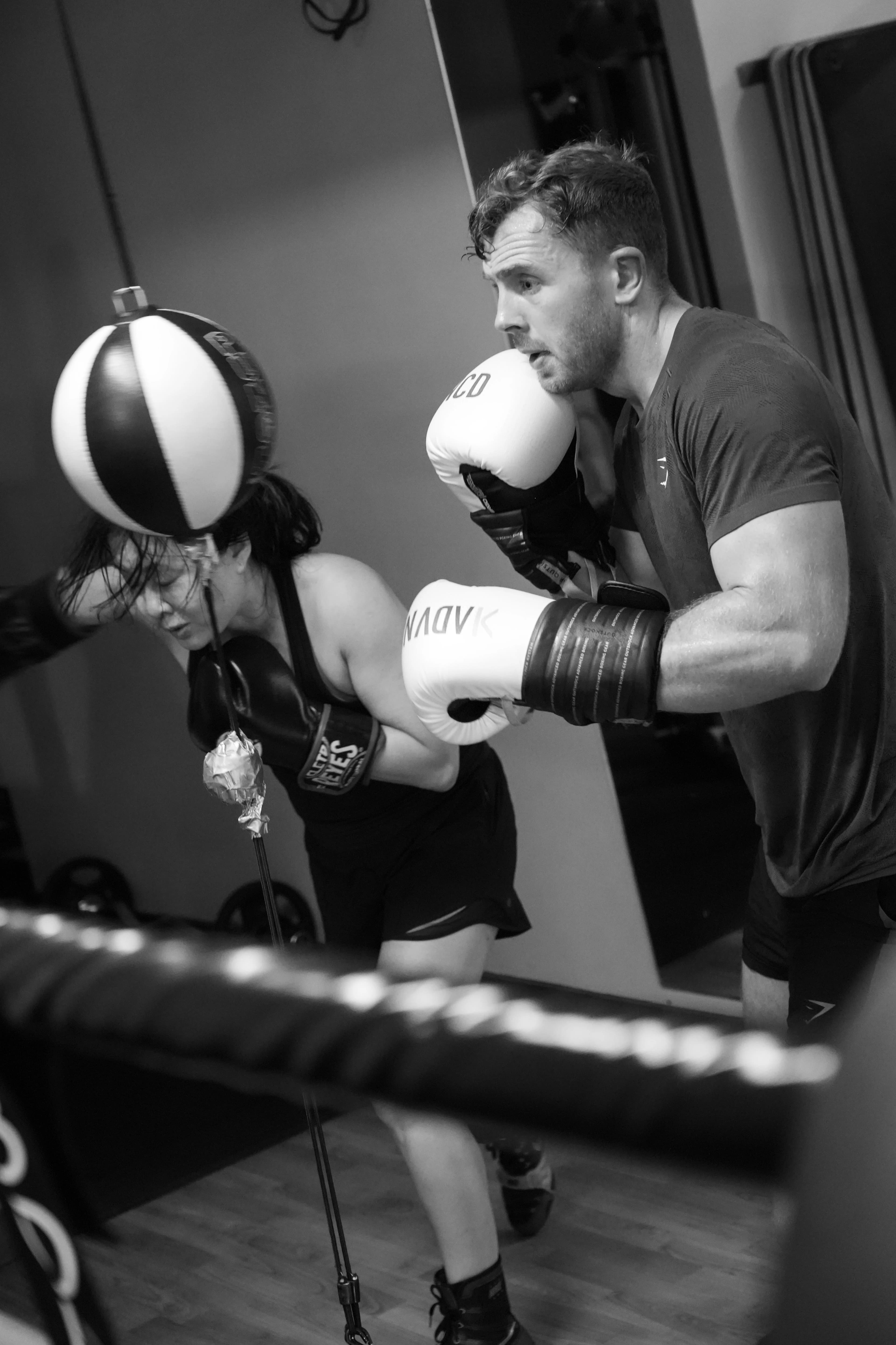 Members training with gloves